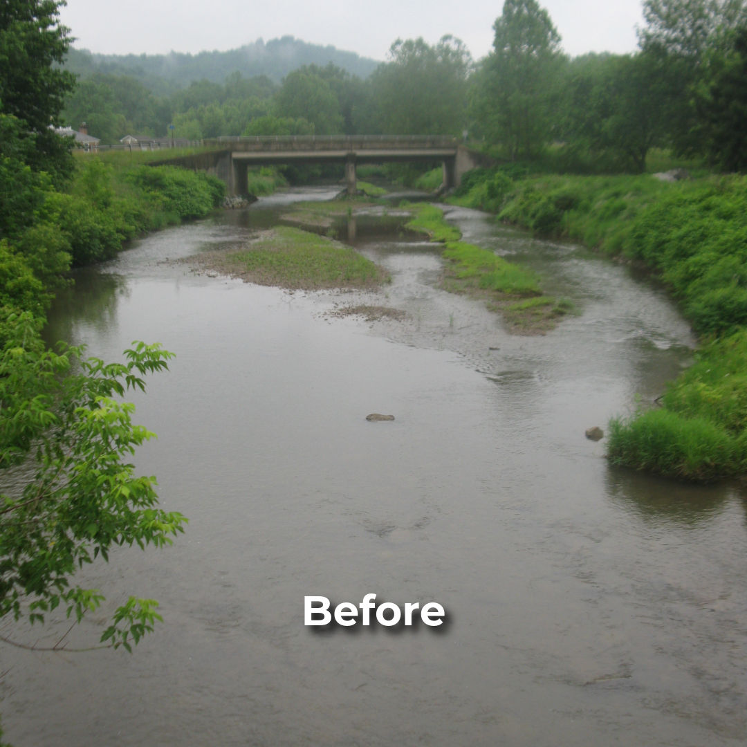Photo of Mill Creek, Westmoreland County, before Habitat Improvement project was completed