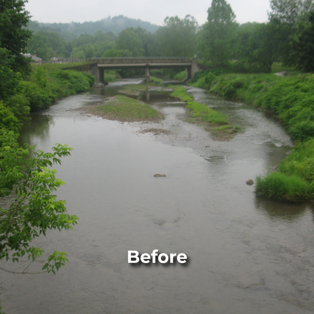 Photo of Mill Creek, Westmoreland County, before Habitat Improvement project was completed