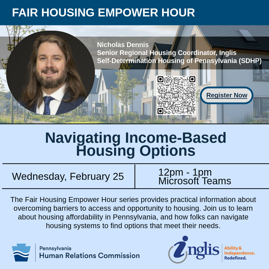 Flyer for PHRC Fair Housing Empower Hour: Navigating Income-Based Housing Options