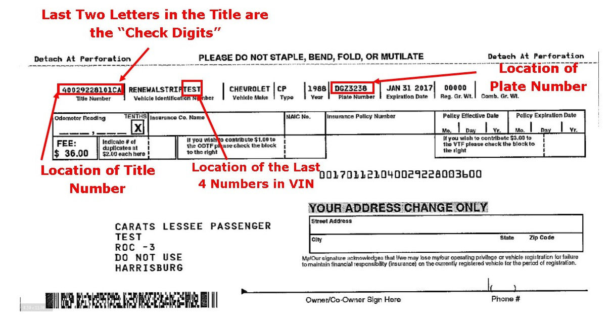 Sample invitation to renew with red boxes and text calling out the location of important information