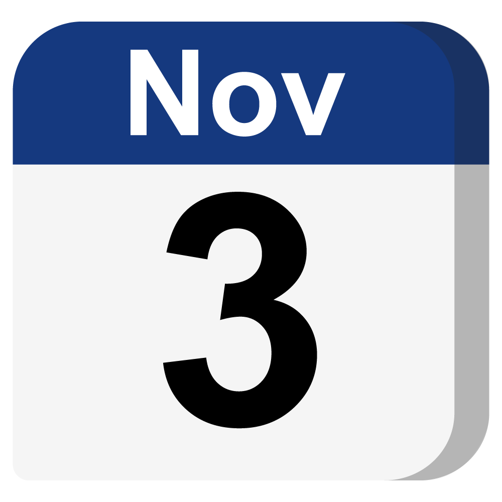 A calendar that shows November 3