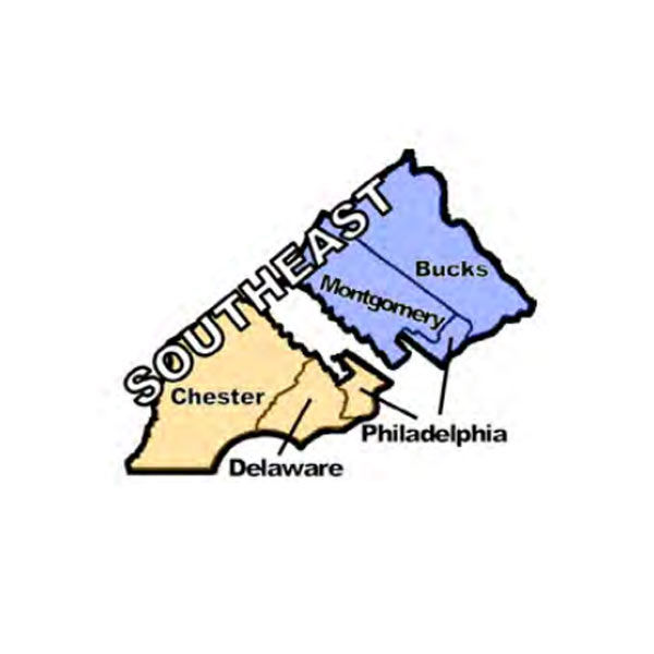 County map of OCDEL Southeast Region