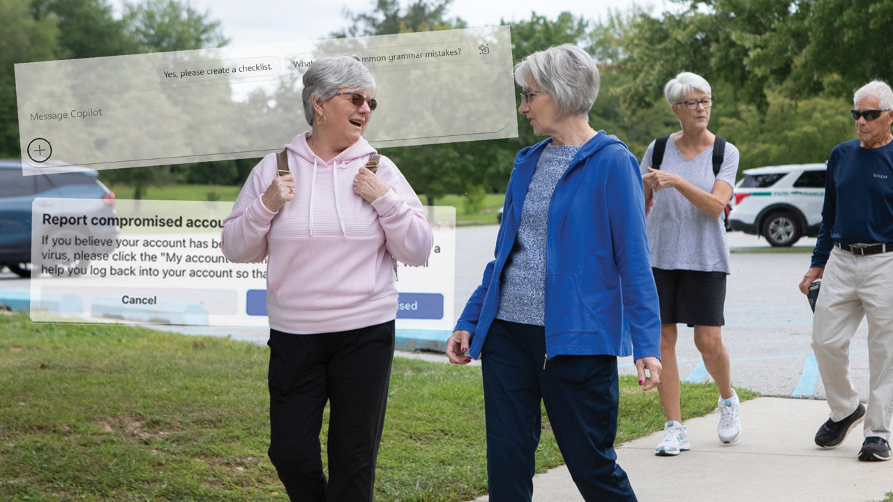older adults in Pennsylvania walking and chatting