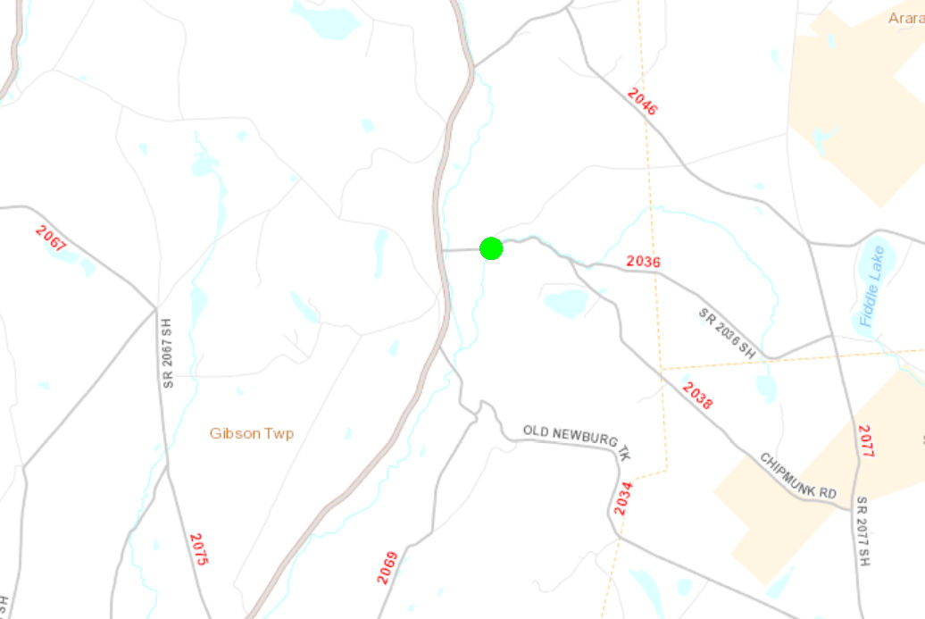 Route 2036 Over Rock Creek Hill Bridge Map