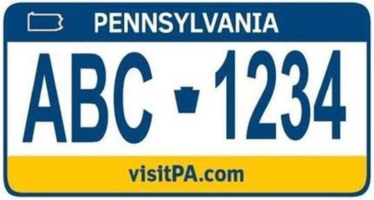 PA Sample Standard Issue Registration Plate