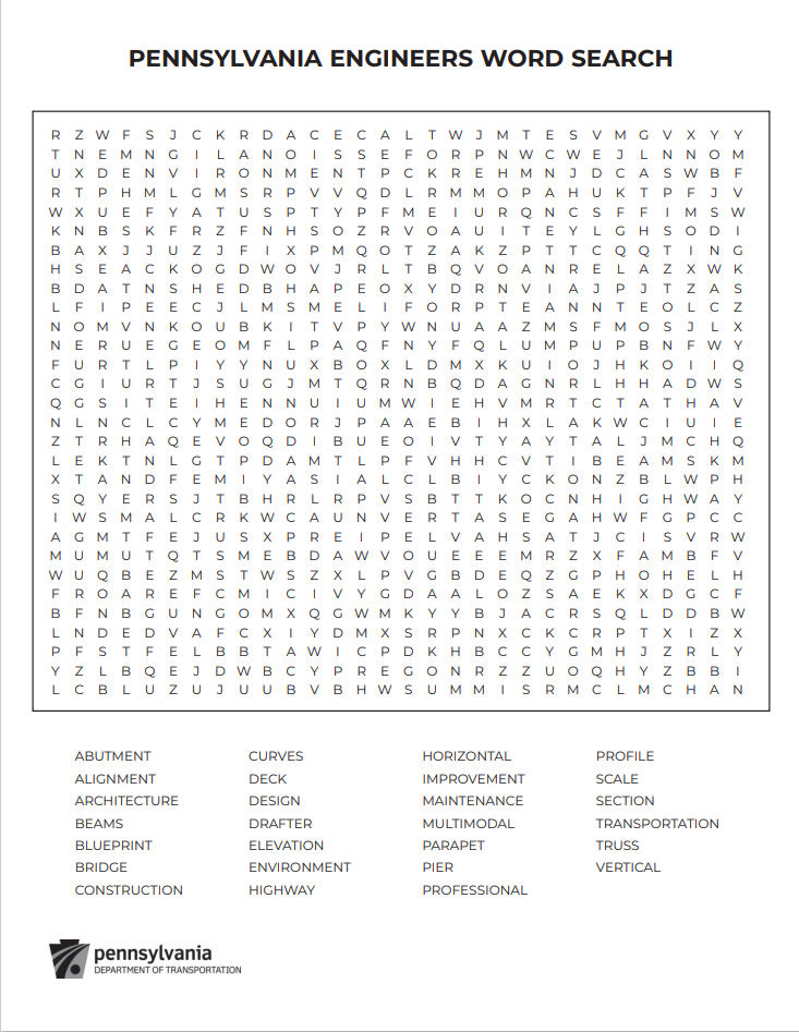 PennDOT Engineer Wordsearch