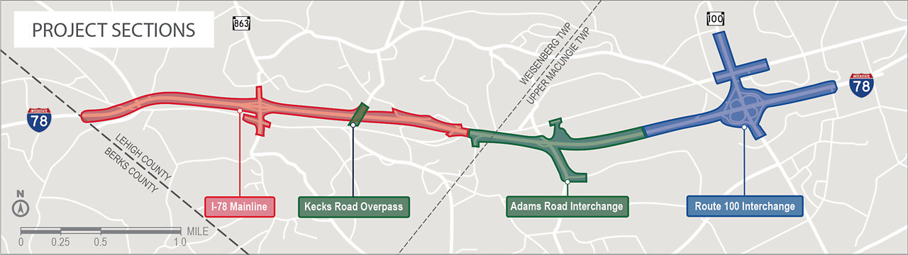 I-78 reconstruction project sections