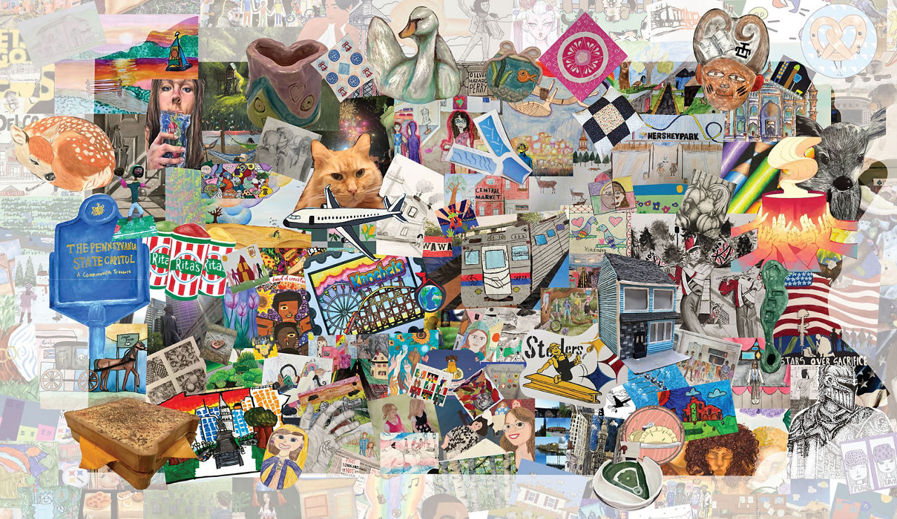 Many Communities, One Commonwealth PA Student Artwork Collage