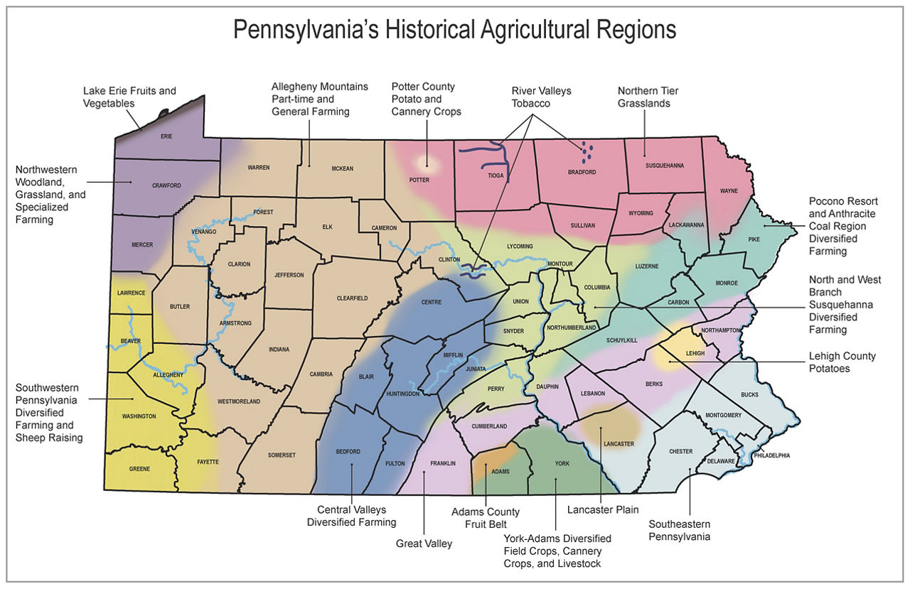 Colorful map of Pennsylvania