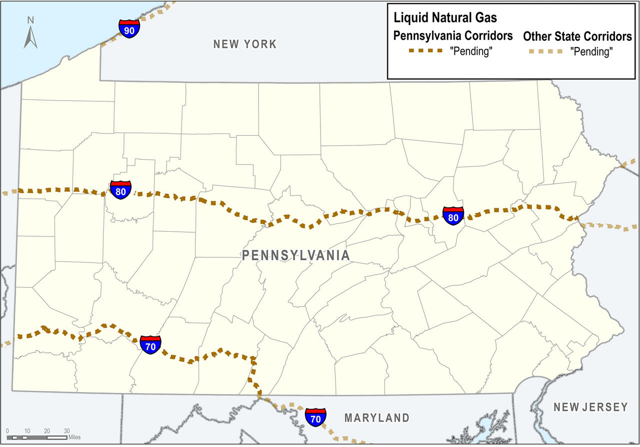 Liquid Natural Gas Corridors in PA