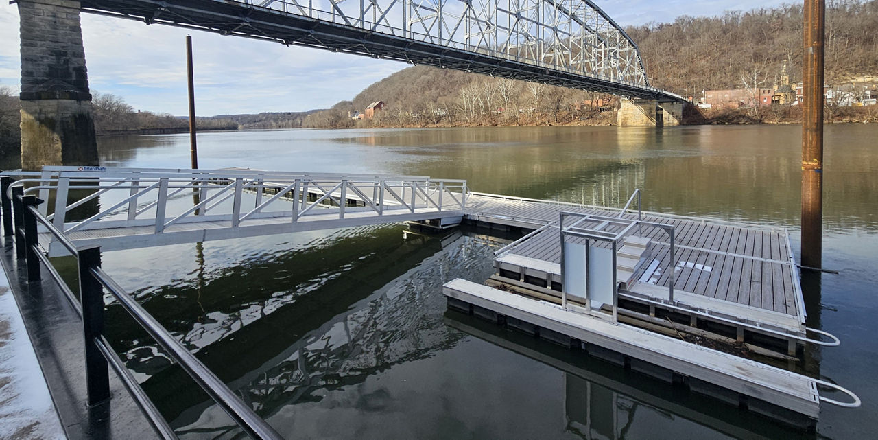 A developed site with ADA adaptive launch and dock with gangway