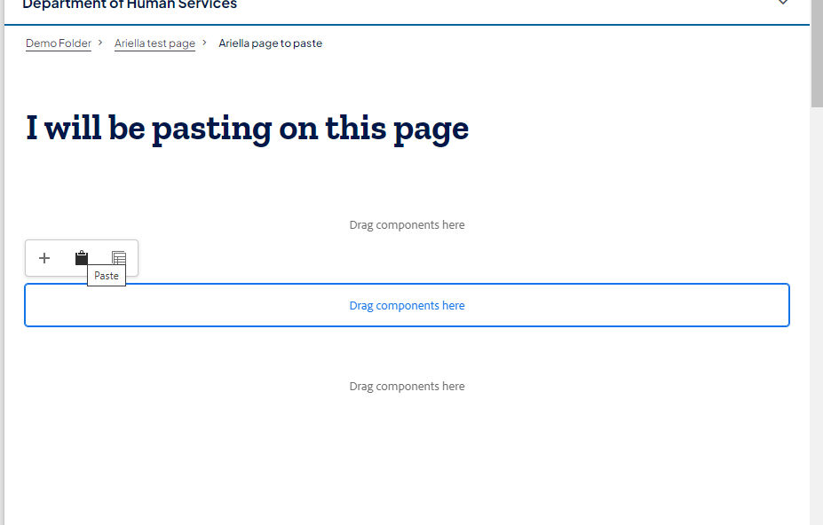Blank page on which to paste components.