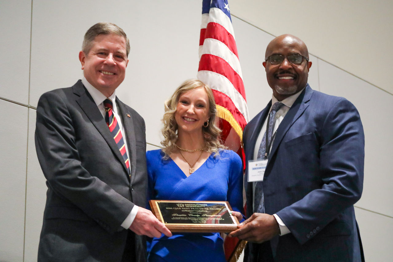 Dauphin County District Attorney and CJAB Chair Fran Chardo, Lead CJAB System Specialist Marisa Miller, and Director of Juvenile Probation and CJAB Vice-Chair John Bey
