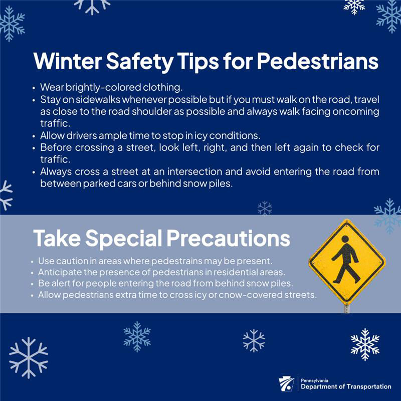 Graphic with pictures of snow and winter safety tips