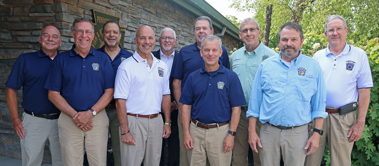 Group photo of Pennsylvania Fish and Boat Commission's ten Board of Commissioners.