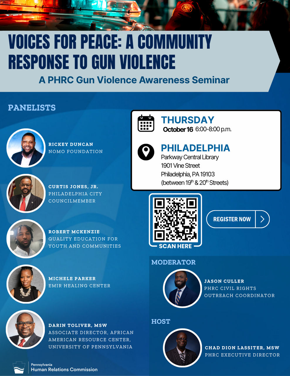 Flyer for PHRC Gun Violence Awareness Seminar 