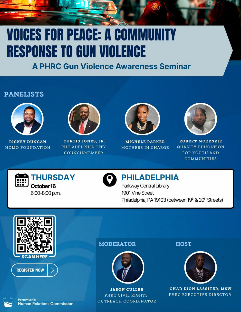 Flyer for PHRC Gun Violence Awareness Seminar 