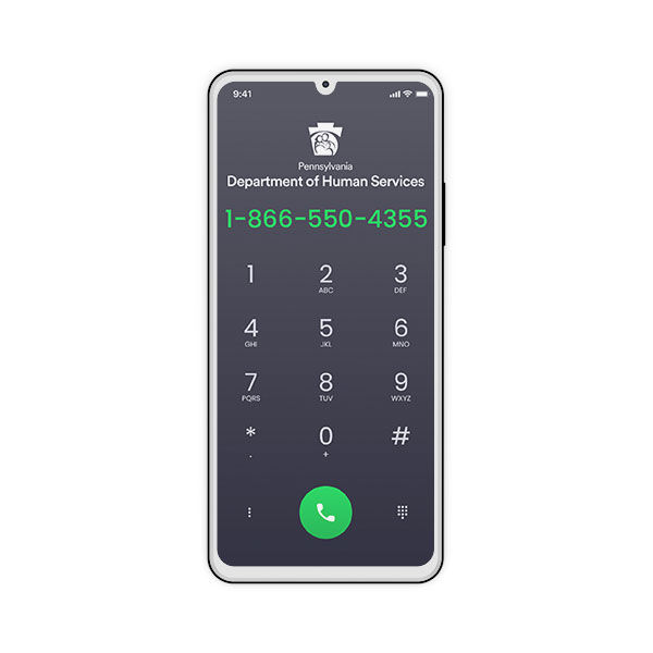 A cellphone with the DHS 1-866-550-4355 phone number on the screen.