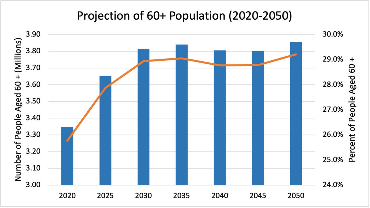 Projection of 60+ population (202-2050)