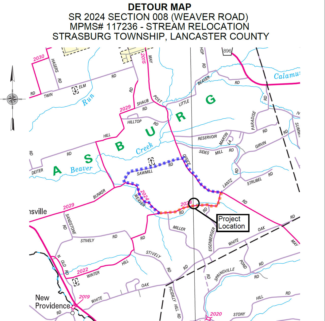 Detour Map Weaver Road Stream Relocation