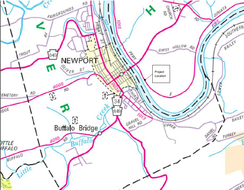 Map of Juniata Parkway East Culvert Rehabilitation