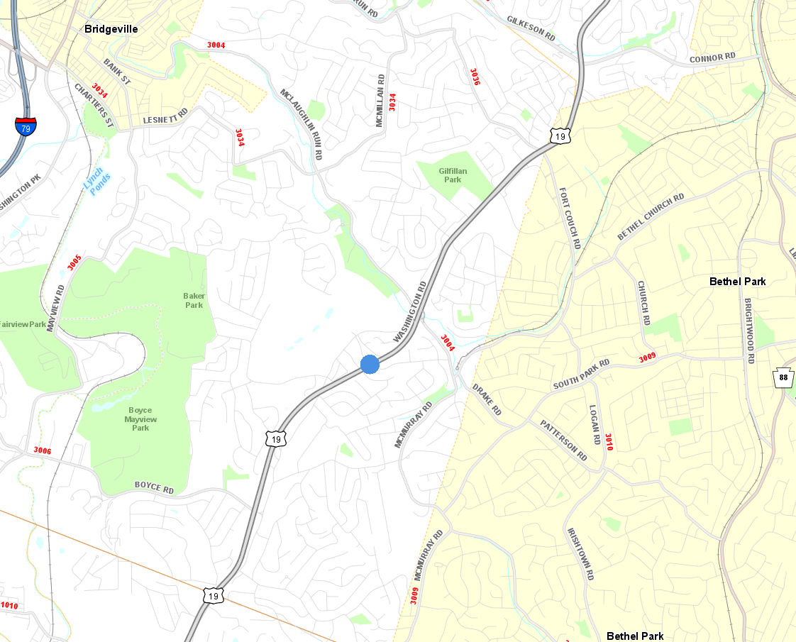 Country Club Drive over Washington Road project location map