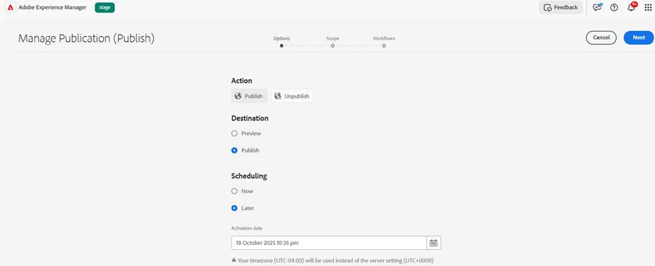 Publish Later Step 2