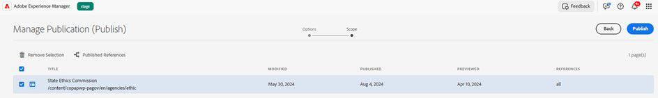 Step 3 of manage publication