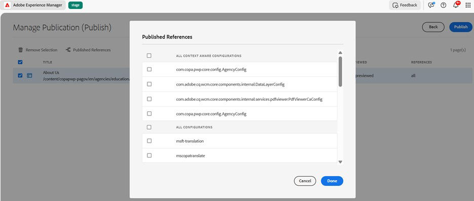 Step 4.1 of manage publication