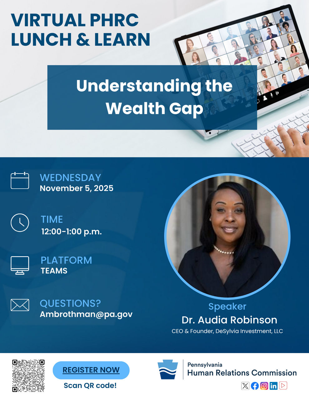 flyer for PHRC virtual Lunch & Learn: Understanding the Anti-DEI landscape