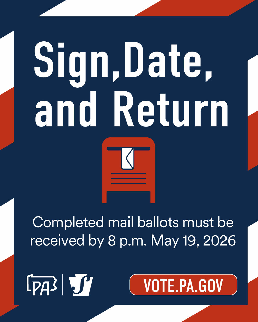 Sign, Date and Return Your Mail Ballot Social Graphic