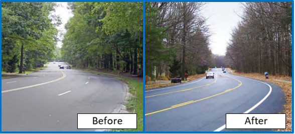 Before and after of road diet.