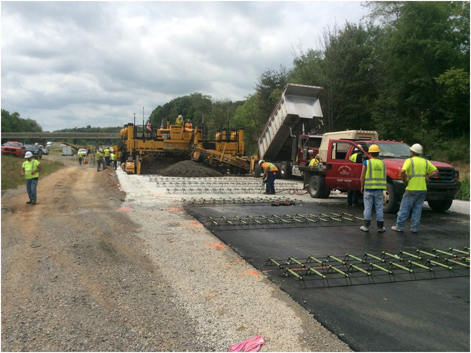 paving operations on roadway