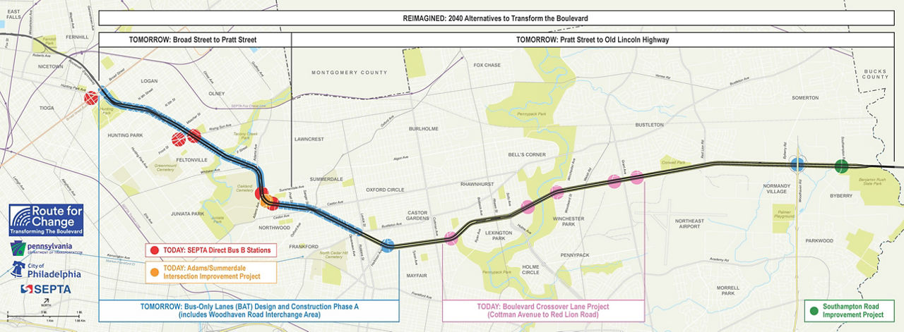 Map of Roosevelt Boulevard 2040 Alternatives to Transform the Boulevard