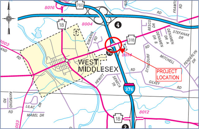 Route 318 Bridge location map