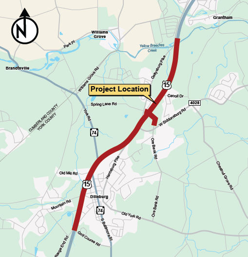 Route 15 Blue Grey Highway Reconstruction Project Location on Map