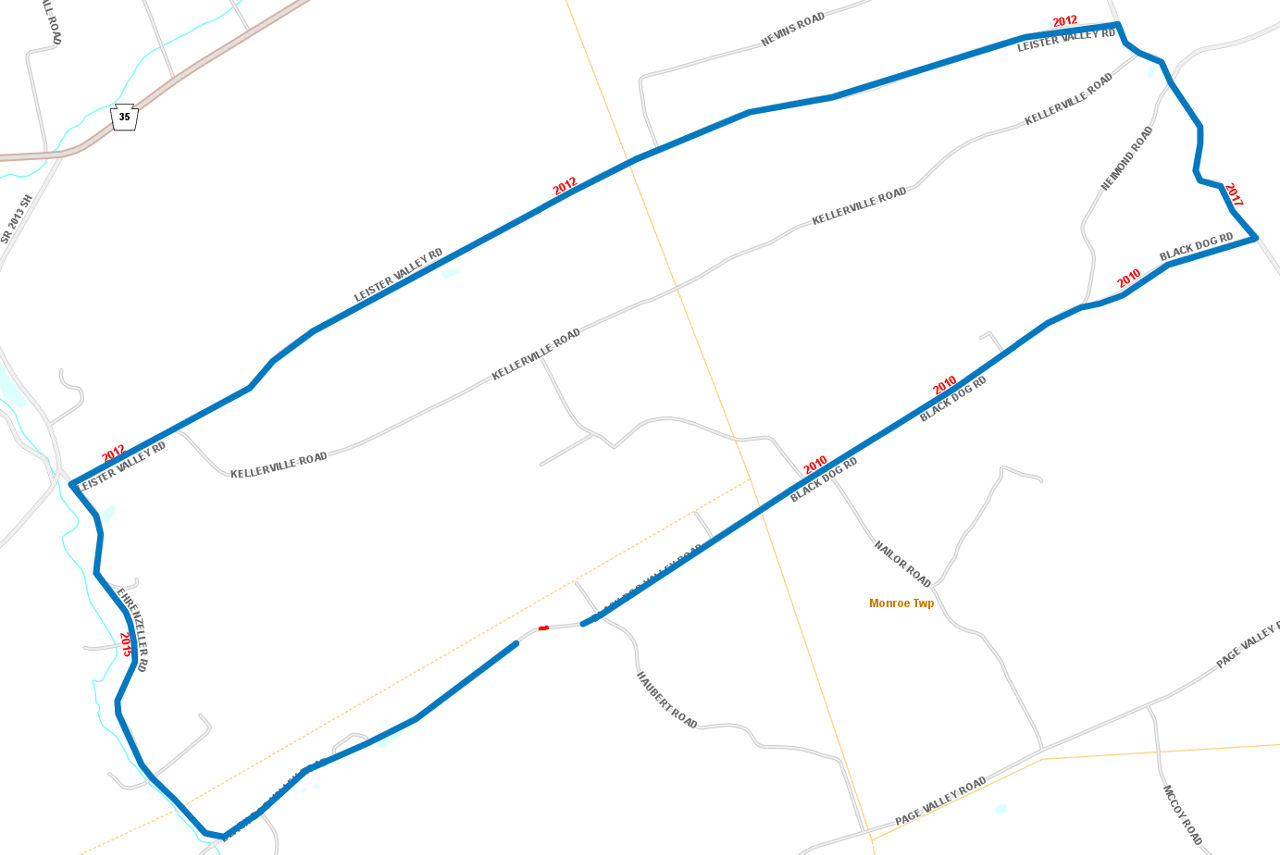Route 2010 (Black Dog Road) detour map