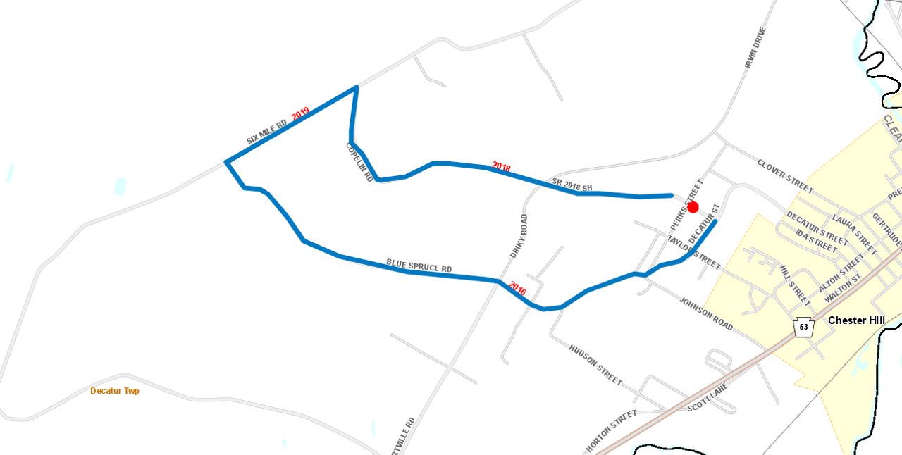 Route 2018 (Copelin Road) detour map