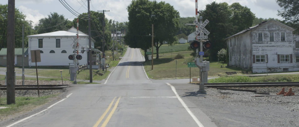 Route 3014 (John Street) railroad crossing in the Village of Mattawana