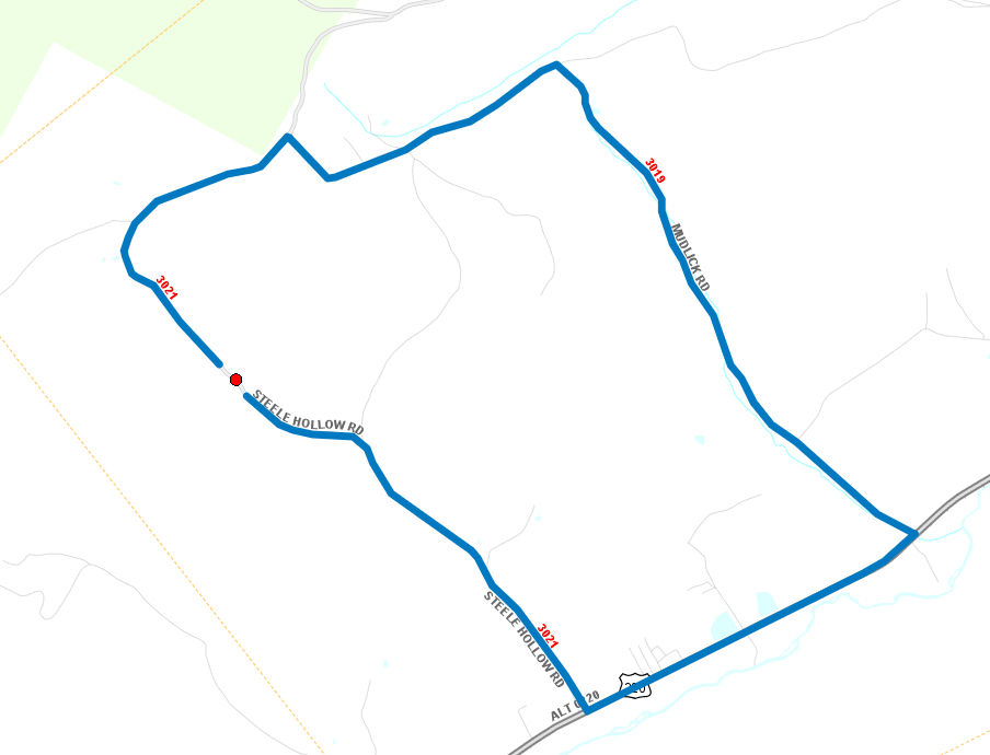 Route 3021 (Steele Hollow Road) Detour
