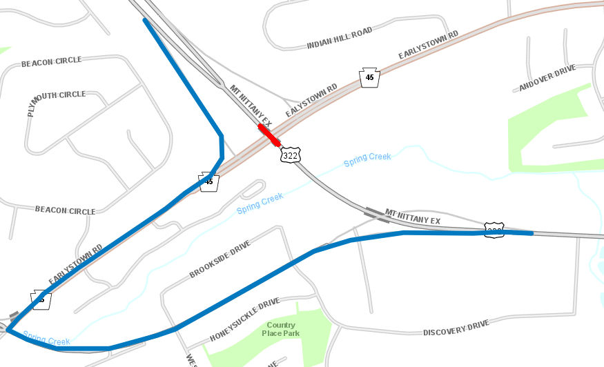 Route 322 detour map