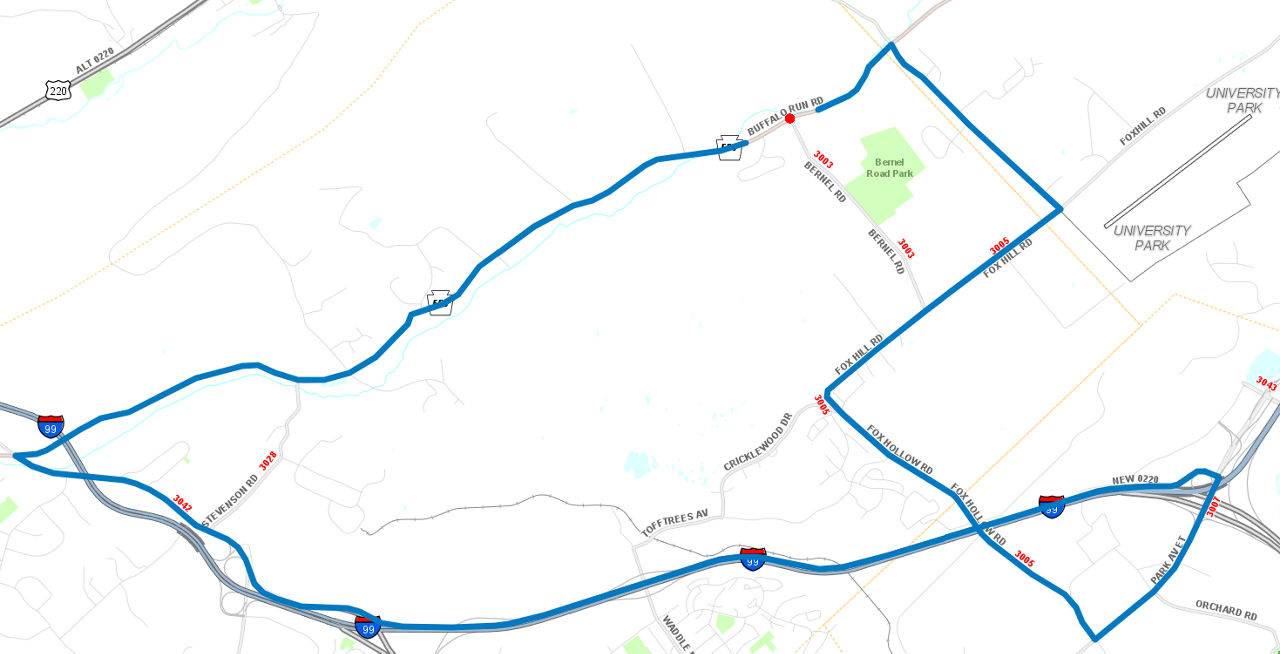 Route 550 Detour Map