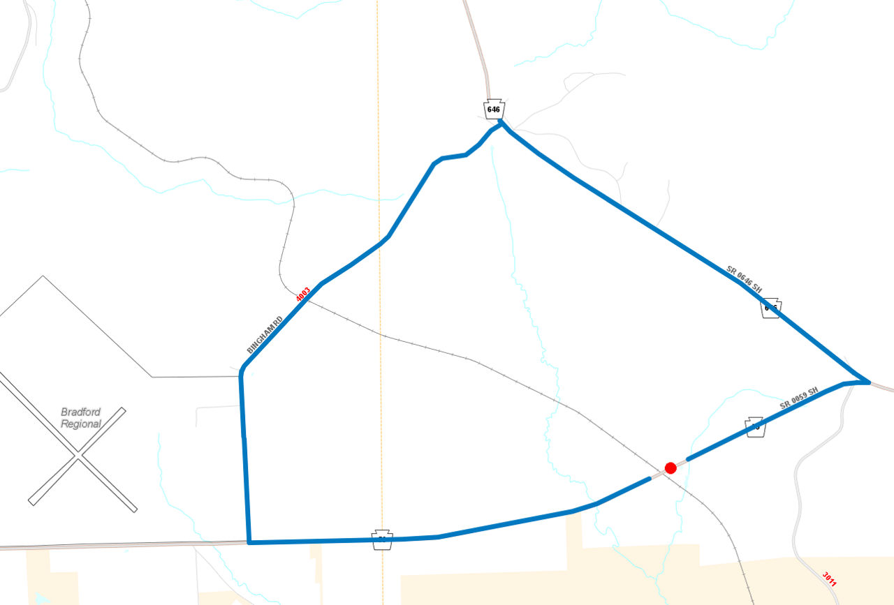 Route 59 detour map