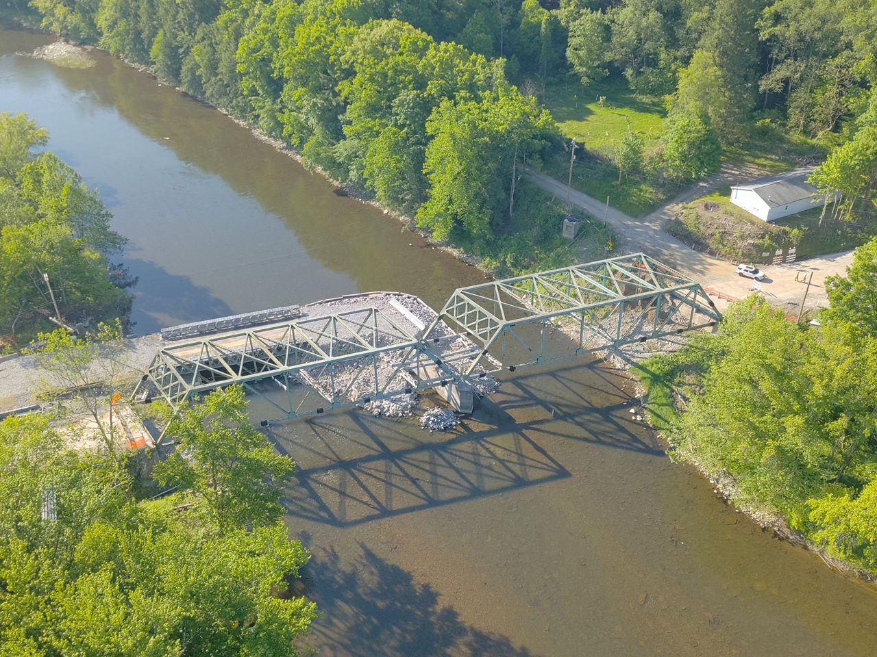 Metal trusses of Route 6 bridge