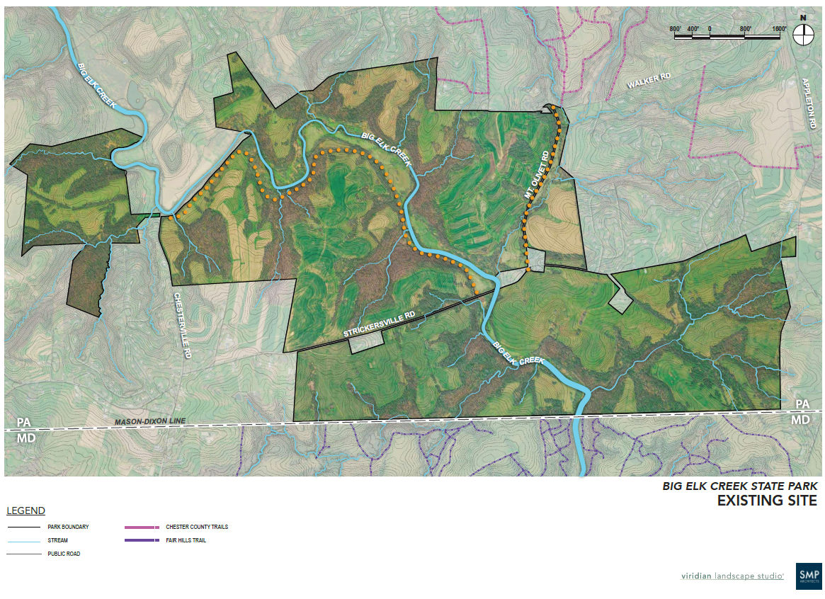 Map of Big Elk Creek State Park existing site