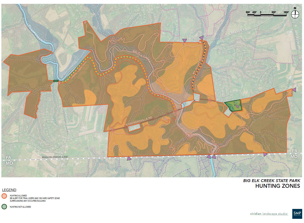 Proposed hunting zones for Big Elk Creek State Park