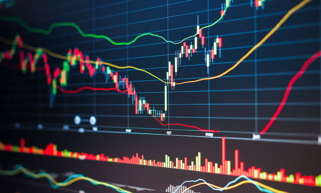 Stock ticker line graph