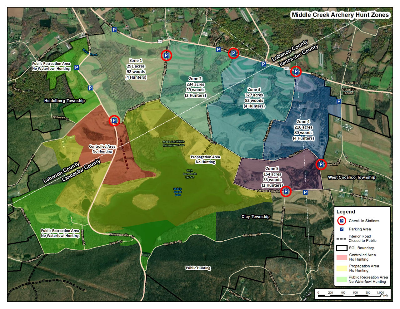 Archery Deer Map for Middle Creek