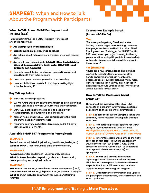 Thumbnail for "More Than A Job" Employment and Training Program Guide
