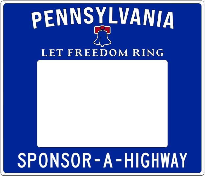 blue image with sponsor a highway sign and white space for business logo